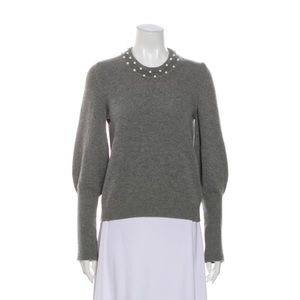 Love Moschino Gray Pearl Neck Sweater